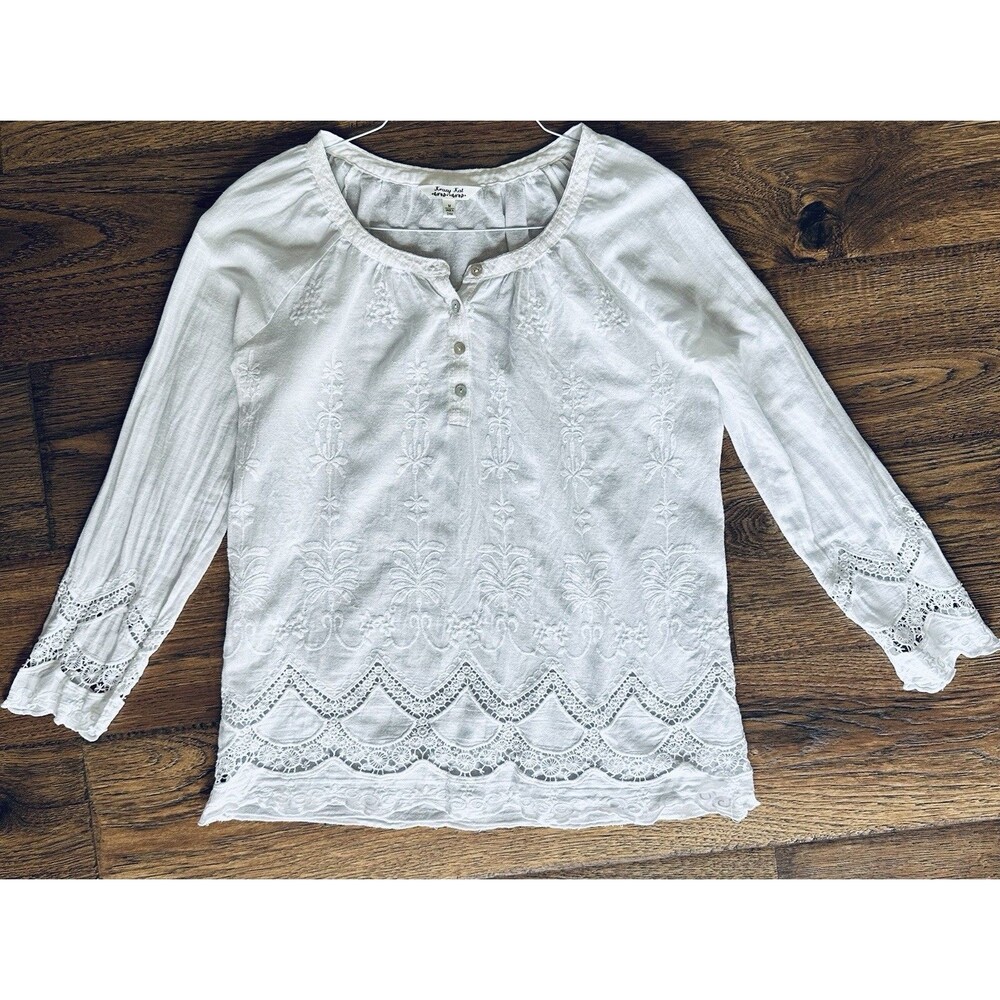 krazy kat White Embroidered Lace Peasant Top